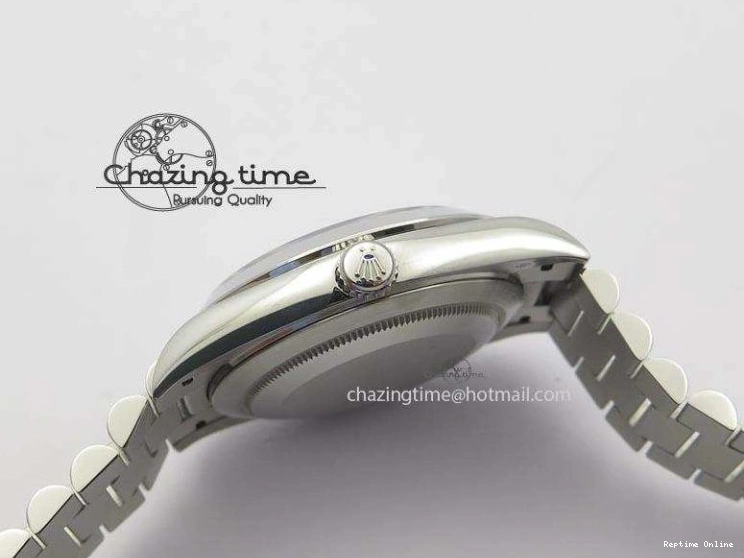 0112 DayDate 40mm BP-Maker 228206 SS Ice Blue Stick Dial (Smooth Bezel) On SS Bracelet ETA FreshLook 3913